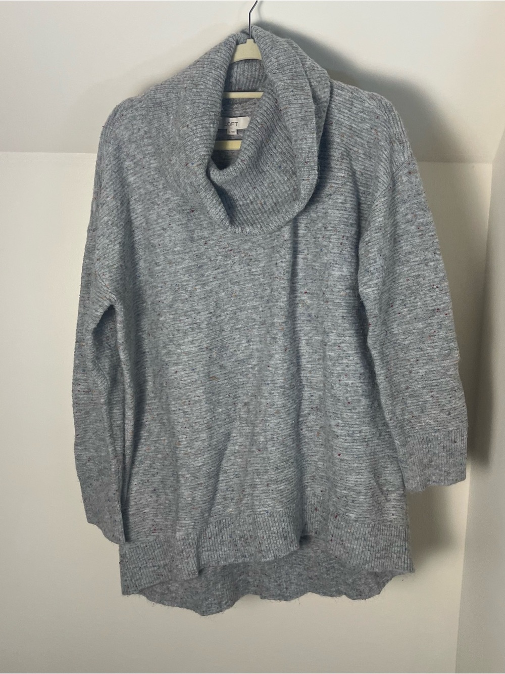 LOFT Light Heather Gray Cowl Neck Sweater